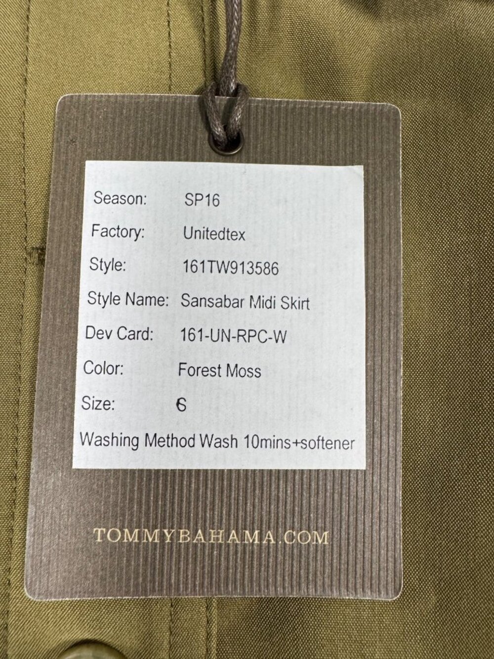 Tommy Bahama “Store Sample” Sansabar Midi Skirt 6 Forest Moss Button Front Belt - Picture 5 of 10